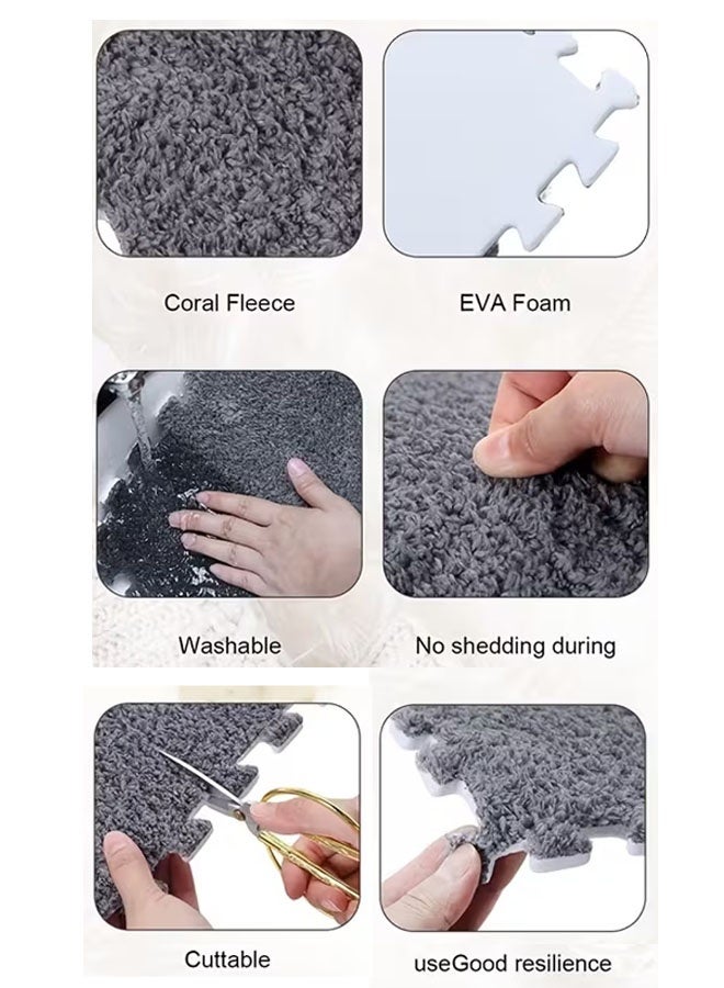 Foam Play Mat,6/8 PCS Puzzle Floor Mat,Soft EVA Foam Mats,Soft Baby Play mat Protective Floor Tiles Plush Foam Floor Mat Square Interlocking Carpet Tiles,Exercise Play Mat for Children Kids Room Home Parlor Bedroom (Grey) - Image 5